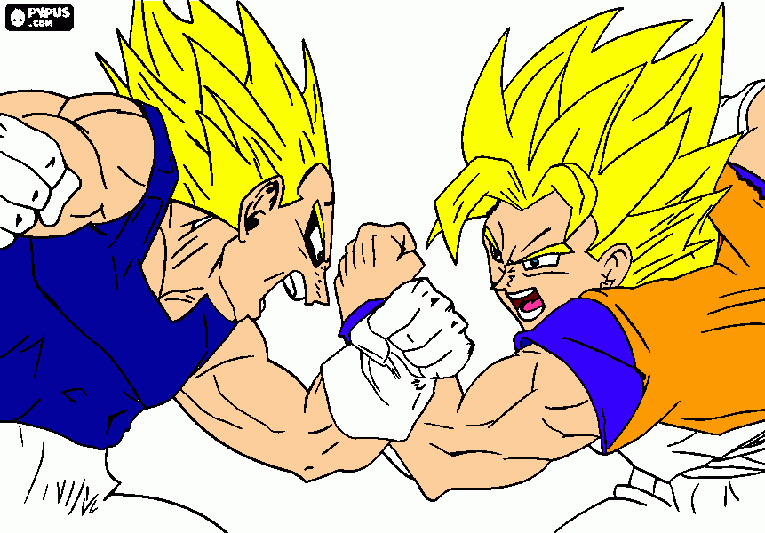 Moshun Vageta and Goku coloring page