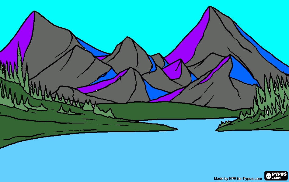 Mountain scape coloring page