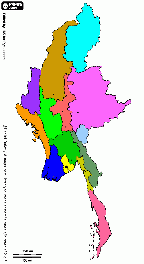 Myanmar Map coloring page