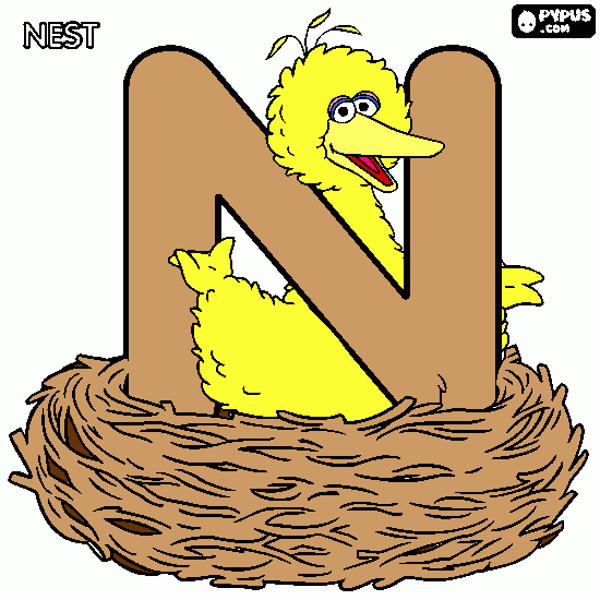 N - nest coloring page