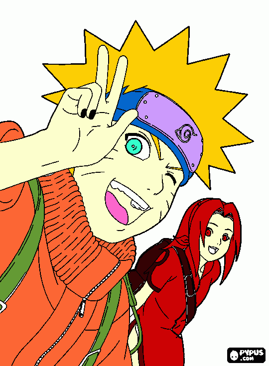 Naruto Uzumaki And Sakura Haruno coloring page