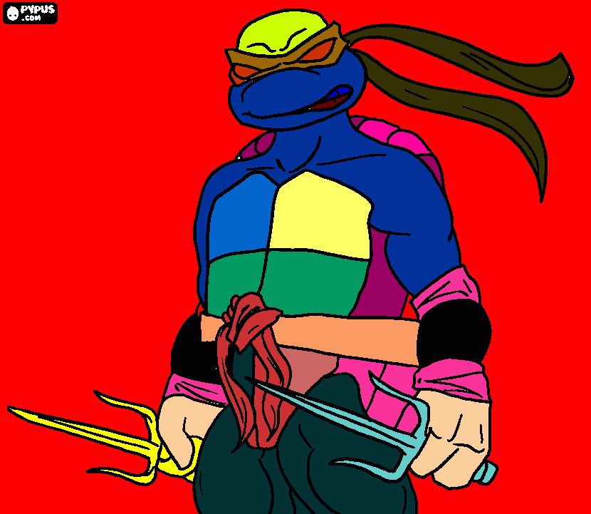 Ninja turtle, die kwaai een coloring page