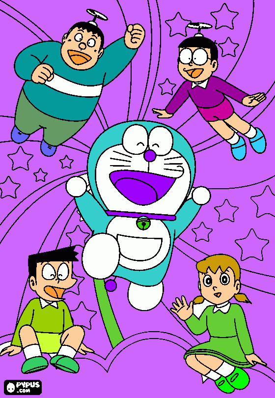 nobita and fat gian coloring page