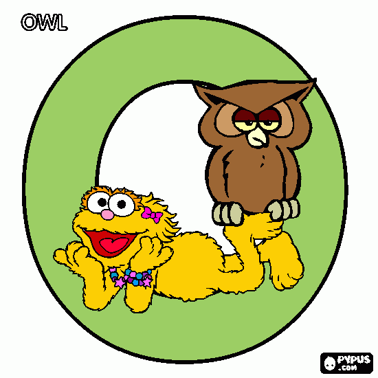 O - zoe owl coloring page