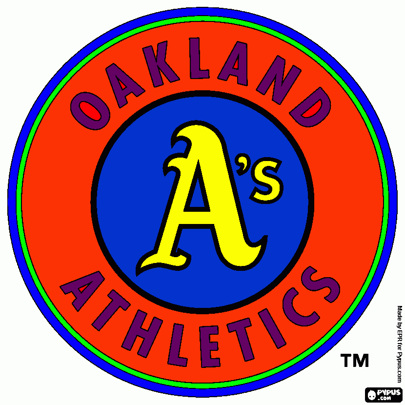 Oakland Athletics logo, baseball team  coloring page