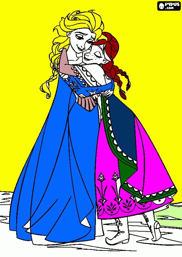 ocean's picture. of anna and elsa from FROZEN! coloring page