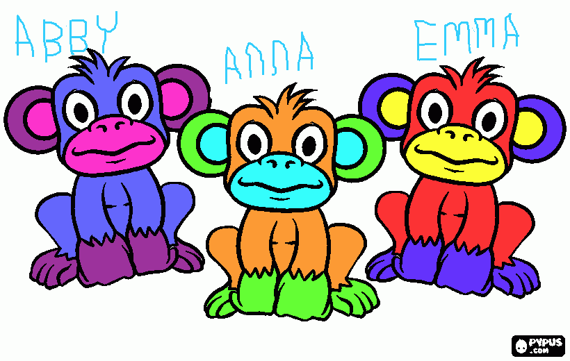 our 3 little monkeys coloring page