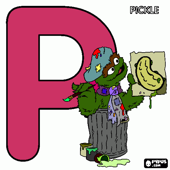 P - grouch painting coloring page