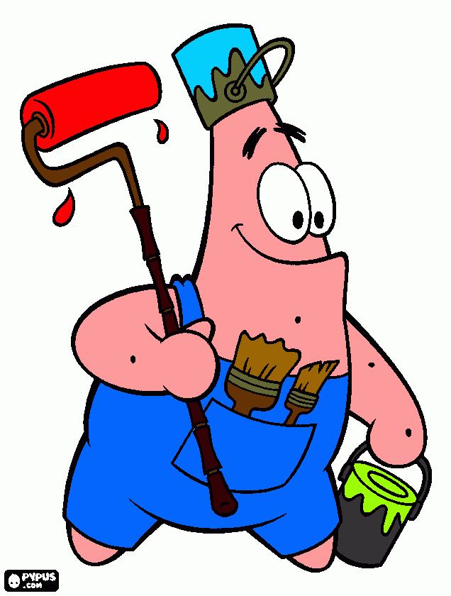 Patrick painting coloring page