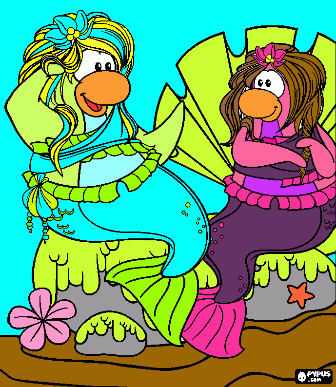 PENGUIN MERMAID! coloring page