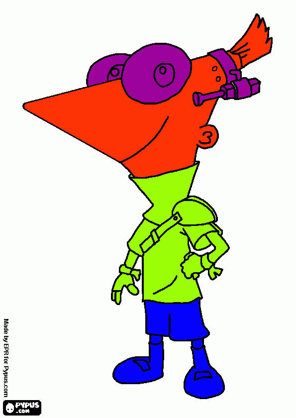 Phineas Flynn in the second dimension coloring page coloring page