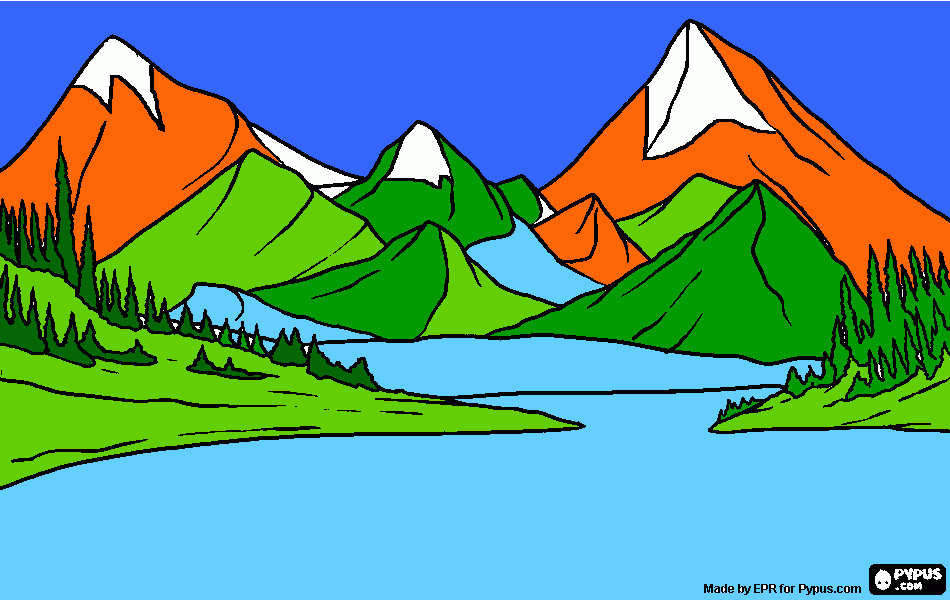 Picture of mountains coloring page