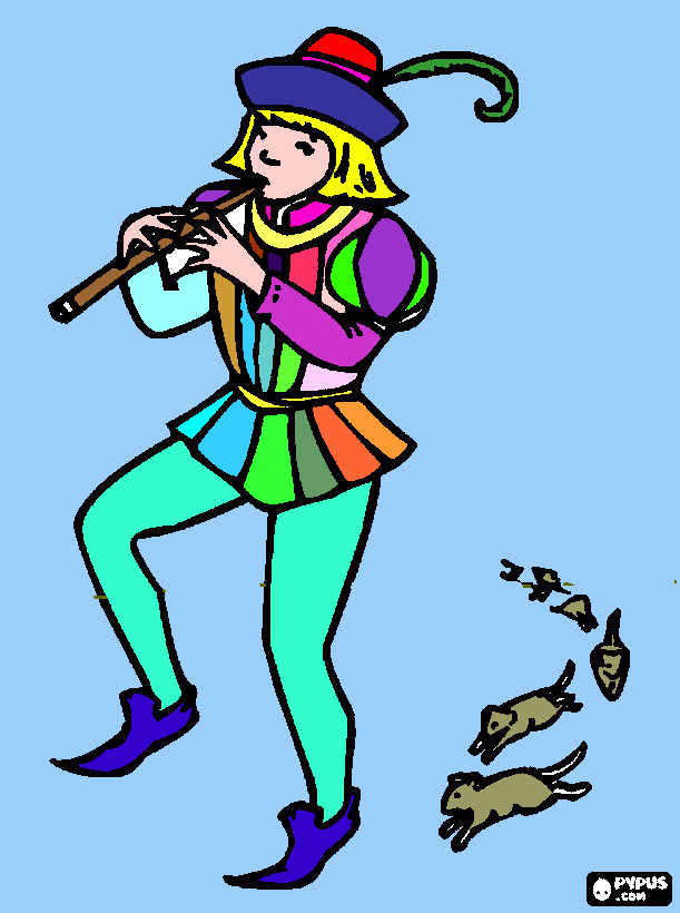 Pied piper of Hamelin coloring page