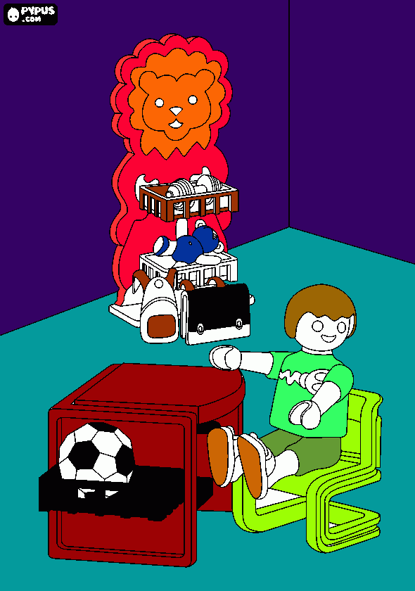 PlayMobile Toy room coloring page