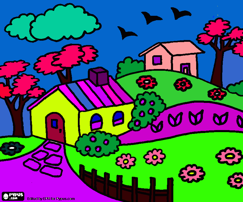 pretty house coloring page