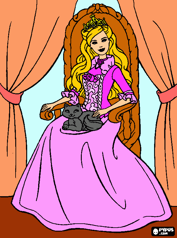 prinses op stoel coloring page