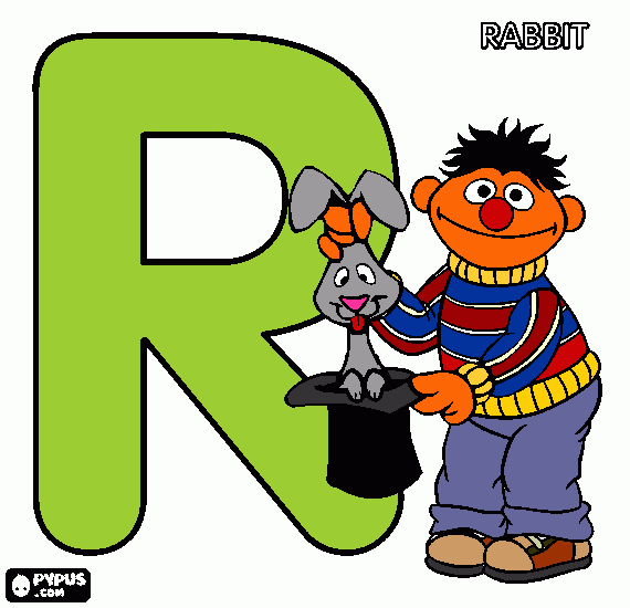 R- ernie rabbit coloring page