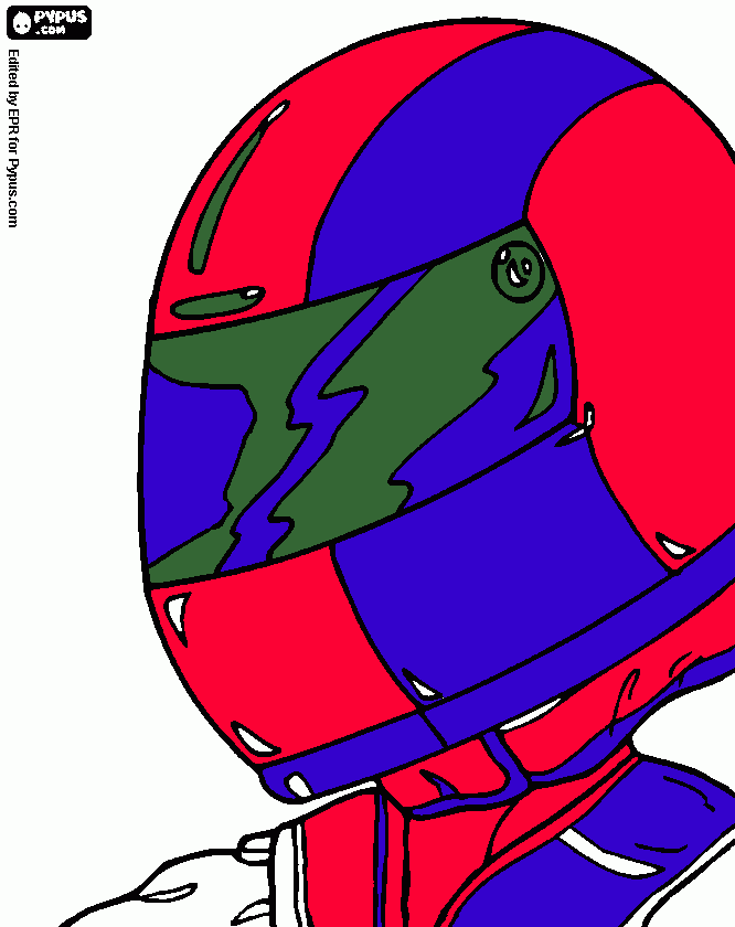 race car driver with helmet coloring page