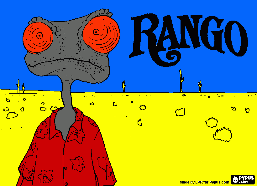 Rango is a pet chameleon who lives in a terrarium coloring page