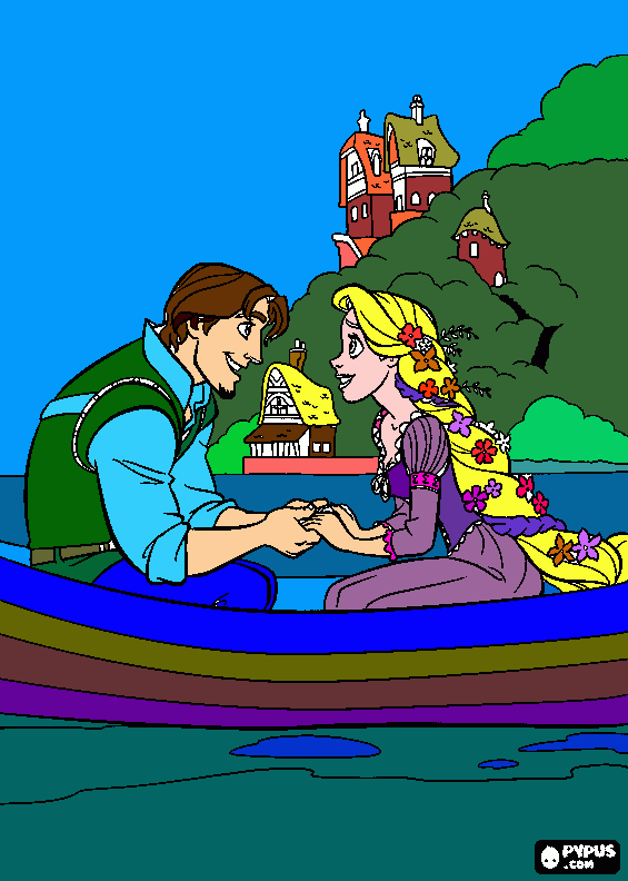 Rapunzel and Her Prince Charming coloring page