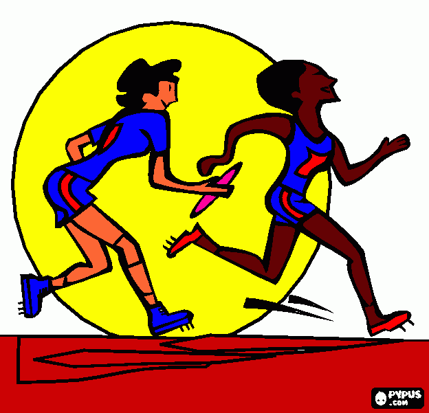 relay racing coloring page