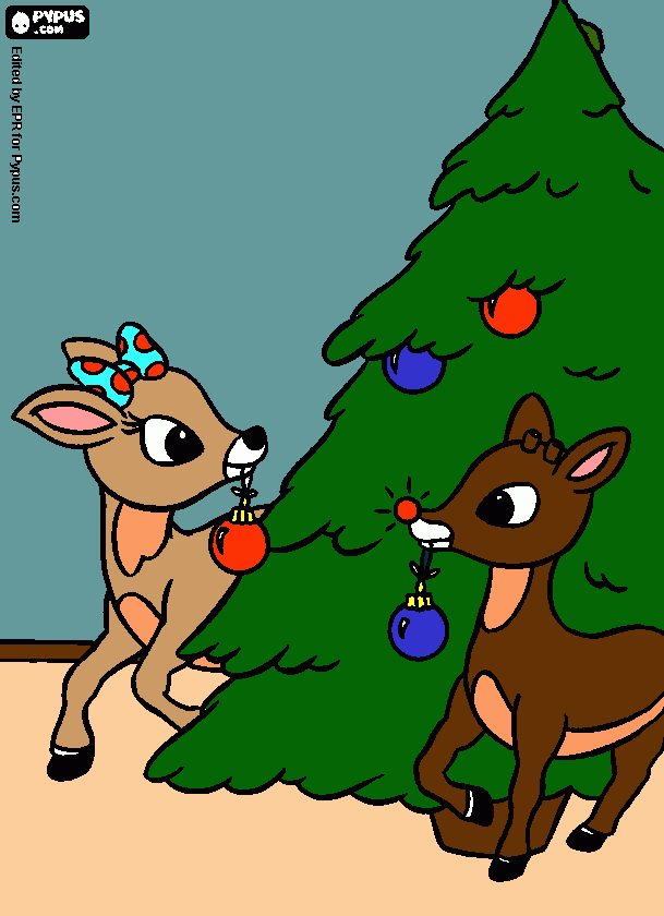 Rudolph and clarise coloring page
