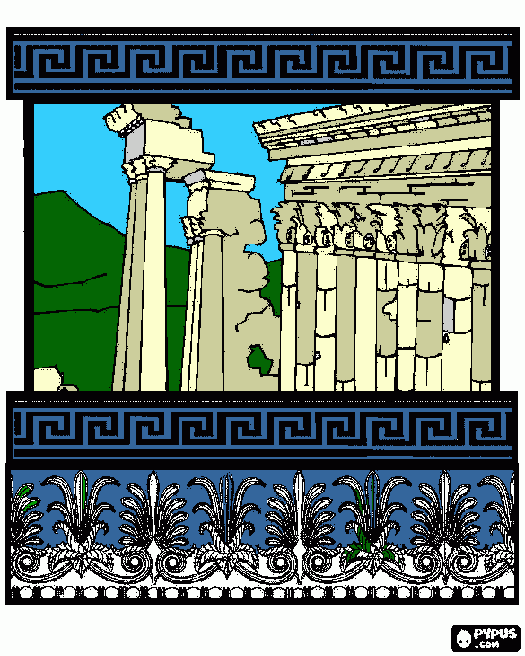 ruined temple coloring page