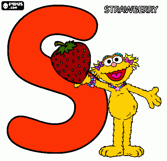 S - strawberry coloring page