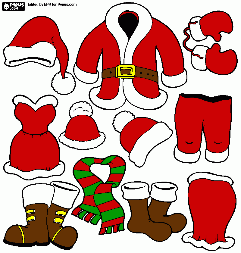 Santa and mrs clauses clothes coloring page