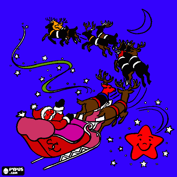 santas sleigh coloring page