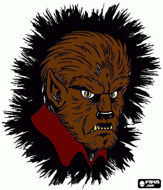 Scary werewolf coloring page