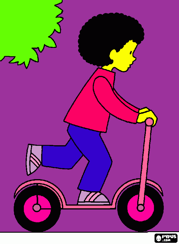 Scooter rideing coloring page