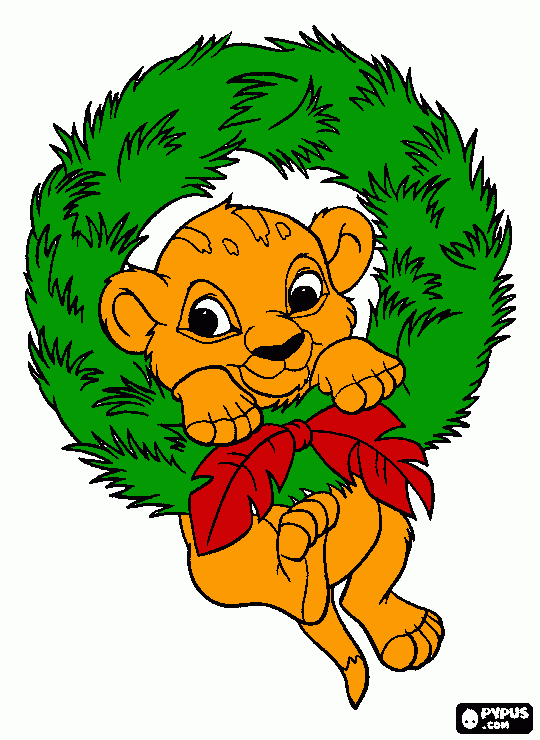 Simba and Wreath coloring page