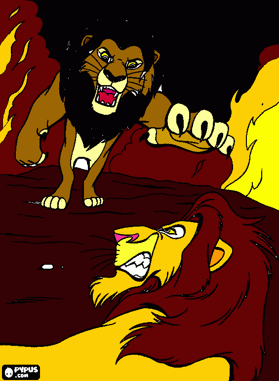 Simba v.s. Scar switched colors coloring page
