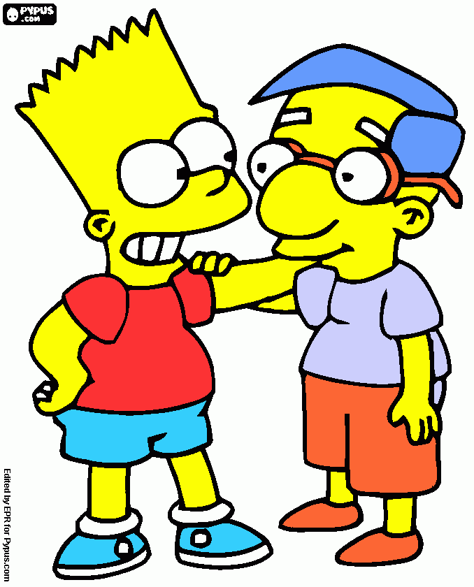 simpson bart and milhouse coloring page