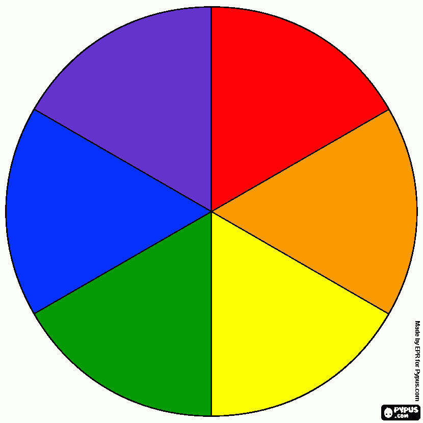 six colors coloring page