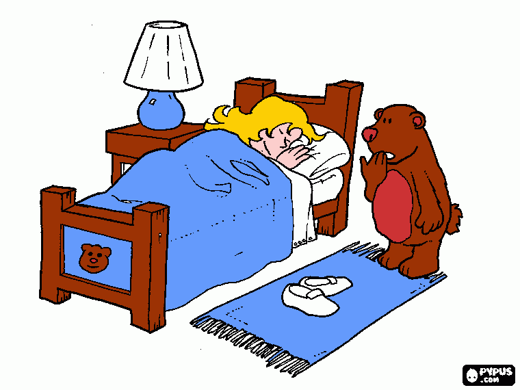 Sleeping in bed coloring page