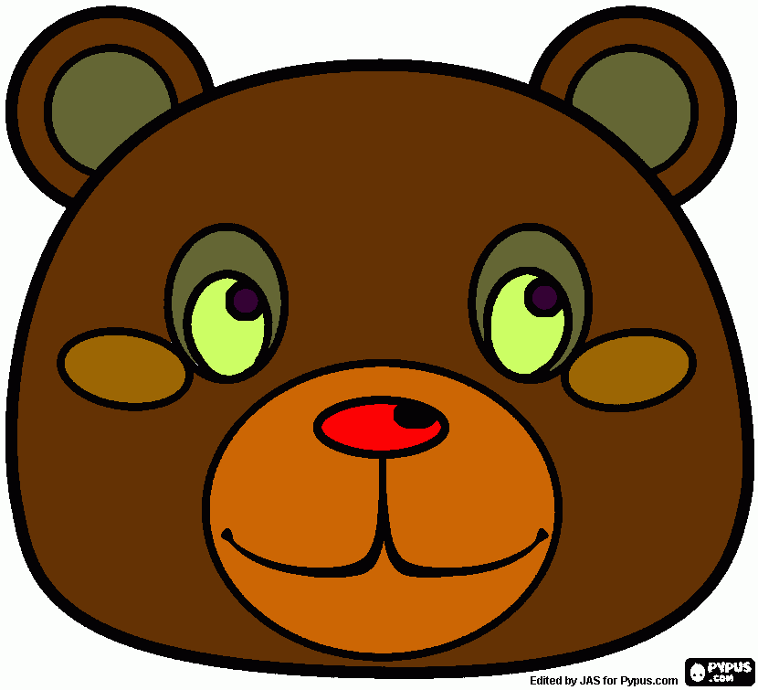 Small Bear face coloring page, printable Small Bear face