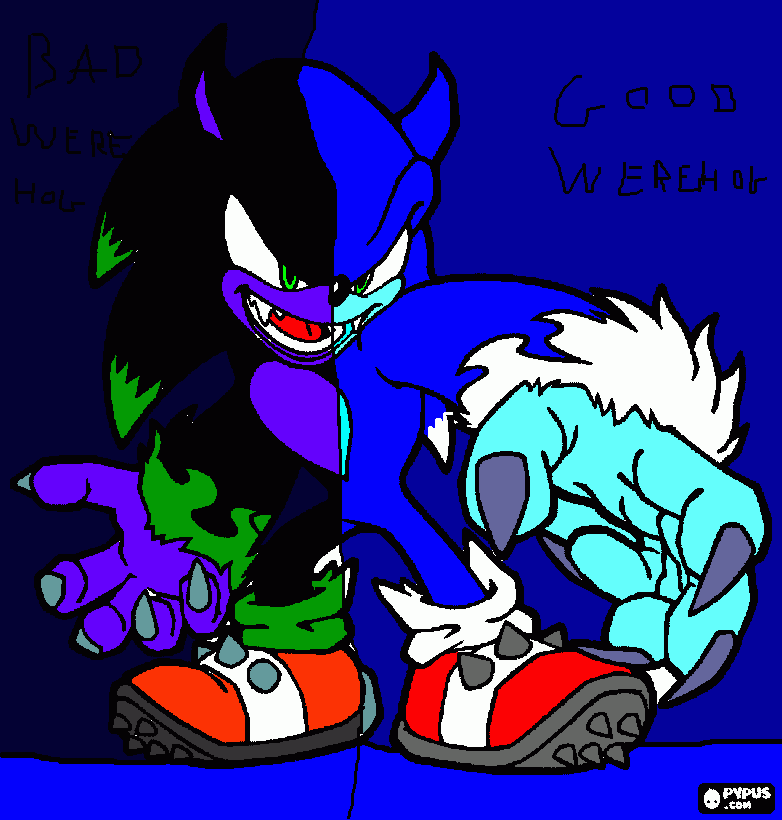 sonic,good werehog,bad werehog coloring page