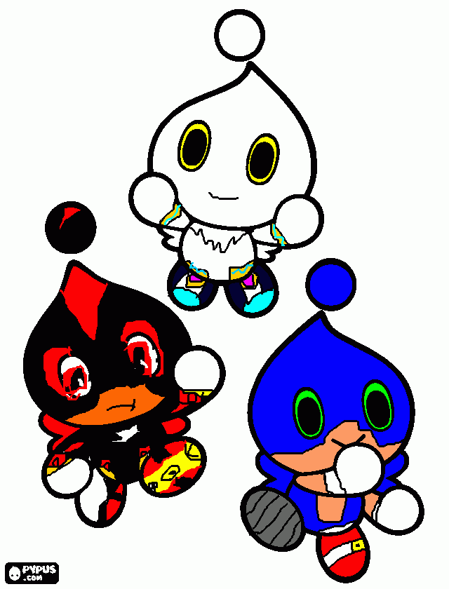 sonic,shadow,silver chao coloring page