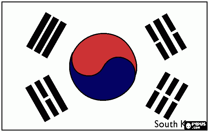 South Koria flag coloring page