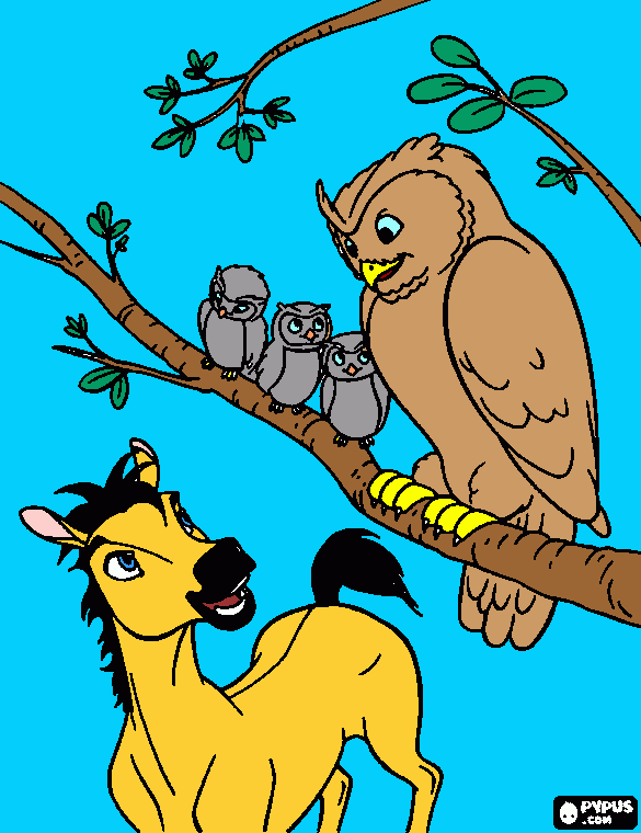 Spirit and Owls coloring page