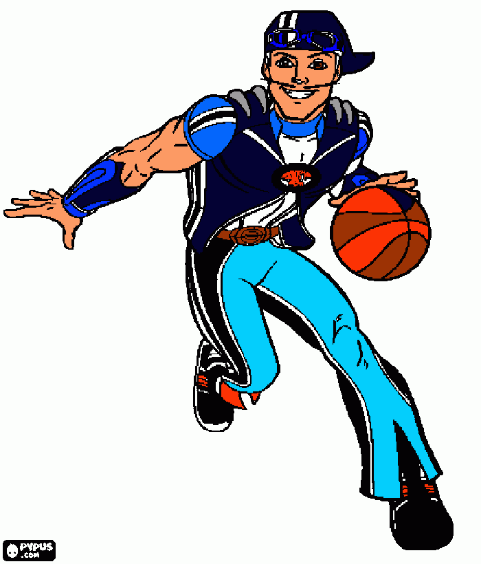 sportacus jugando a baloncesto coloring page