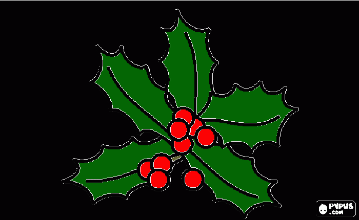 Sprig of holly with red Berries coloring page