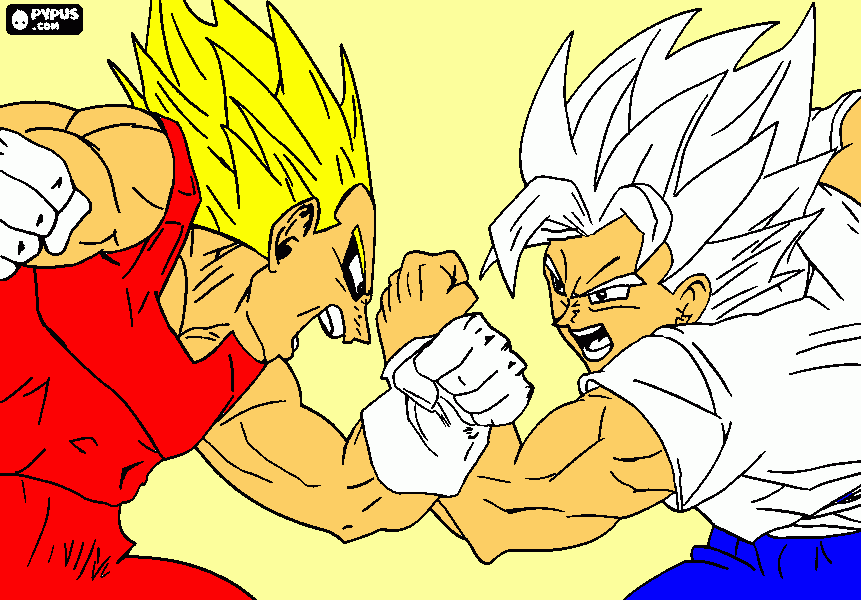 SSJ2 Majin Ethan  Vs. SSJ2 Max coloring page