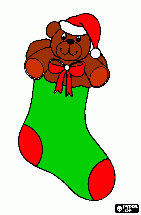 Stocking with Bear coloring page