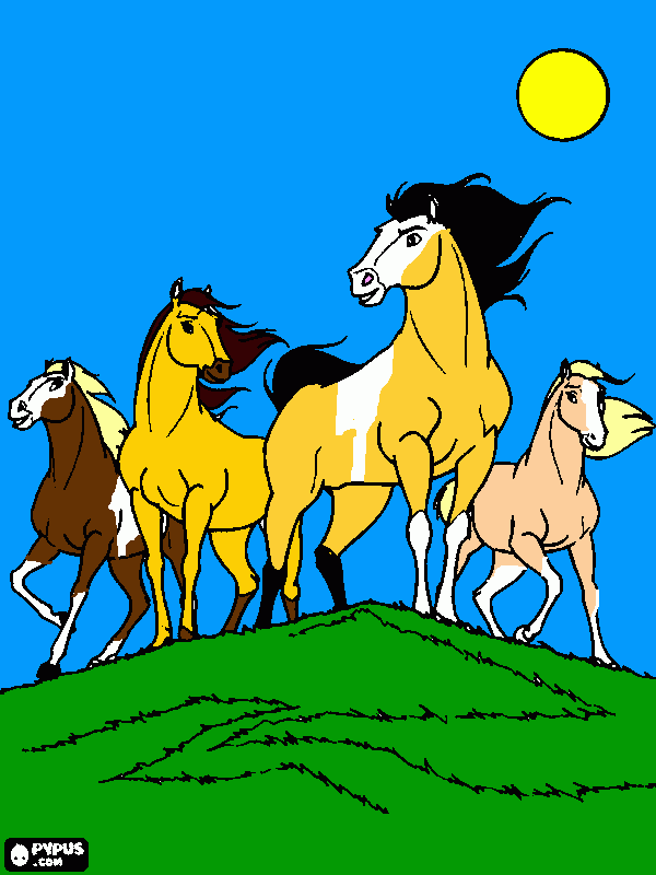 coloring pages of spirit the horse and rain