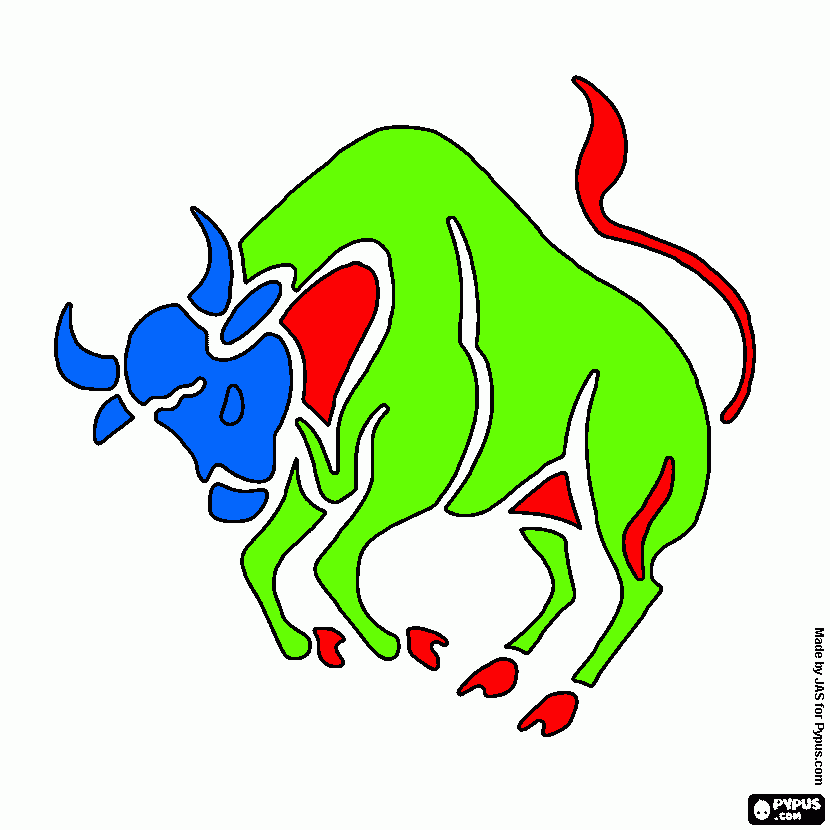 Taurus. The bull. Second sign of the zodiac coloring page