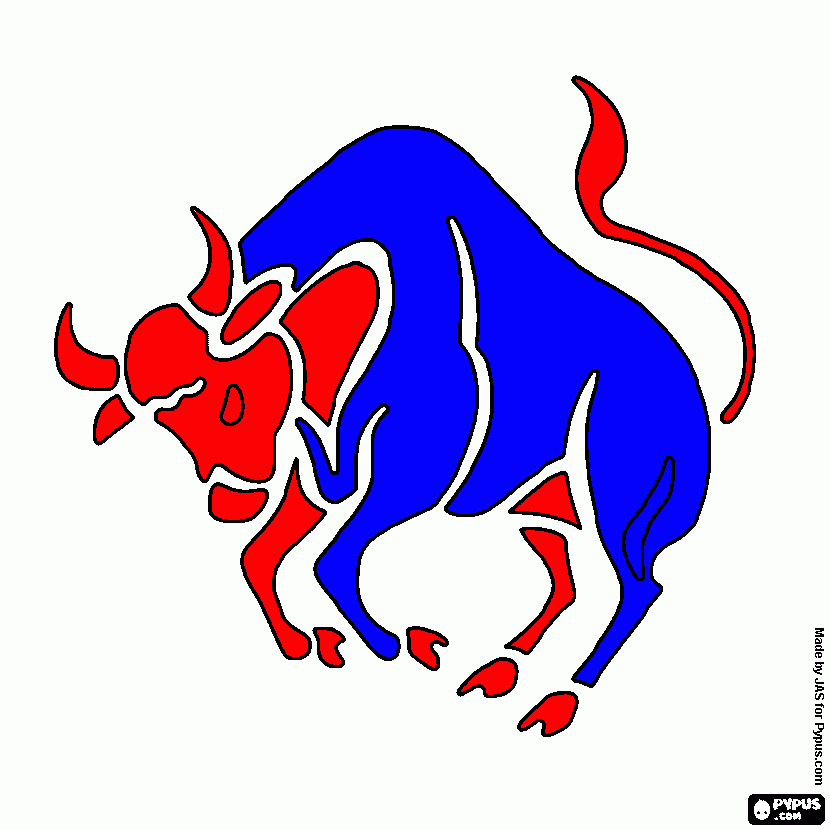 Taurus. The bull. Second sign of the zodiac.  coloring page