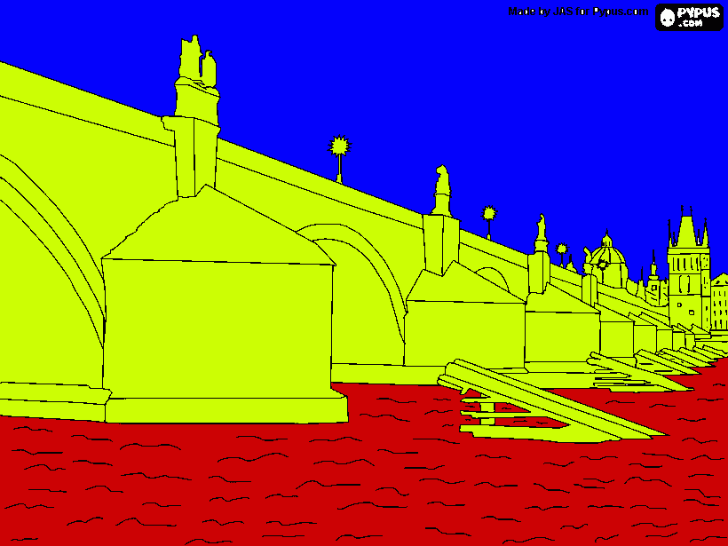 The Charles Bridge over the Vltava River coloring page